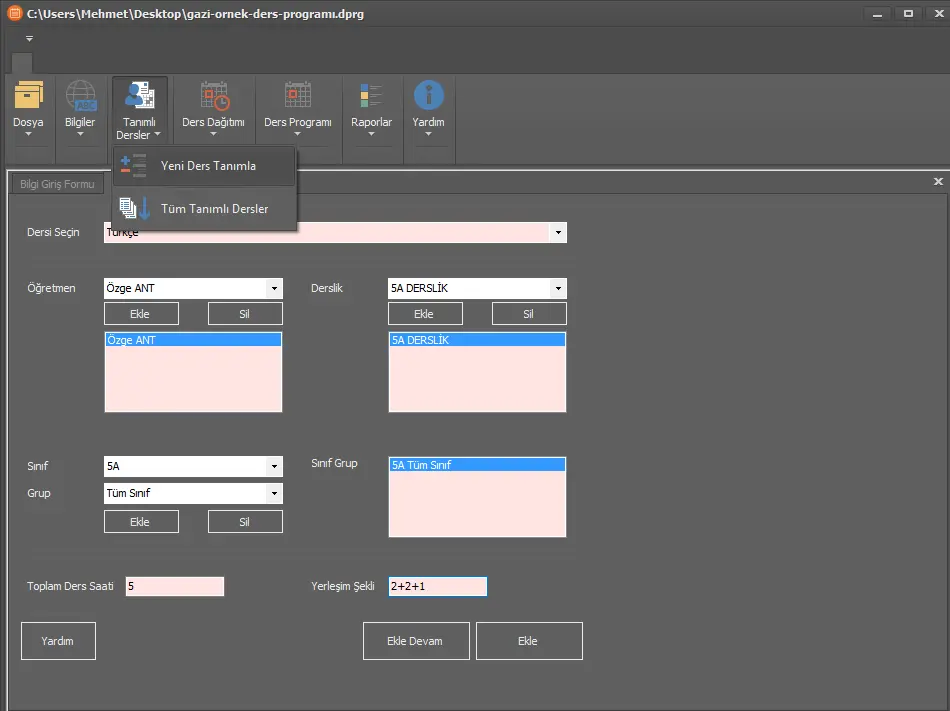 Haftalık Ders Dağıtım Yazılımı