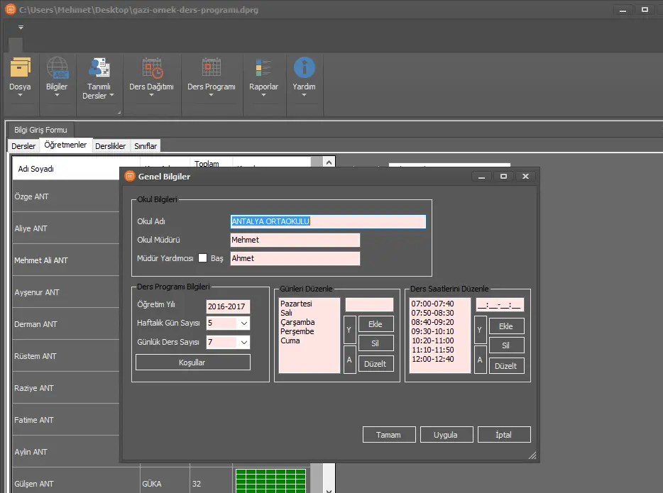 Haftalık Ders Dağıtım Yazılımı