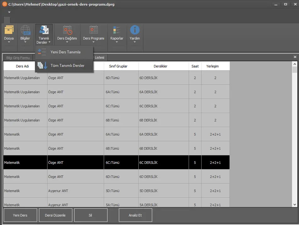 Haftalık Ders Dağıtım Yazılımı