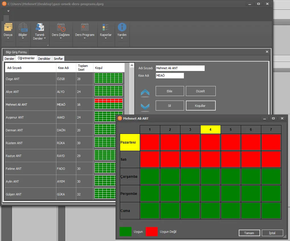 Haftalık Ders Dağıtım Yazılımı